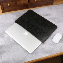 适用于苹果Macbook电脑保护套内胆包黑色唐草纹手工头层牛皮疯马皮复古MACX21S