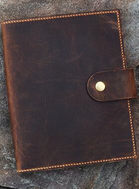 复古美式A5活页夹记事本手帐手工真皮头层牛皮疯马皮定制NBA505C