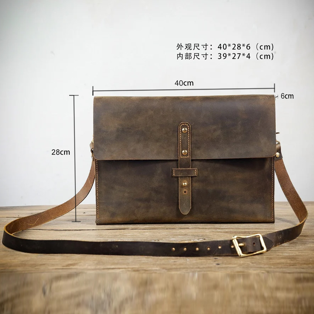 单肩复古头层美式笔记本公文电脑