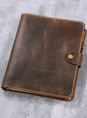 复古Letter Size美标3孔A4活页记事本书皮手工牛皮疯马皮NL05BS