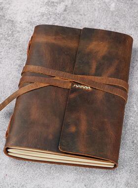 原创复古牛皮手工3本捆绑A5记事本创意文艺手账真皮V10-LBJ05N