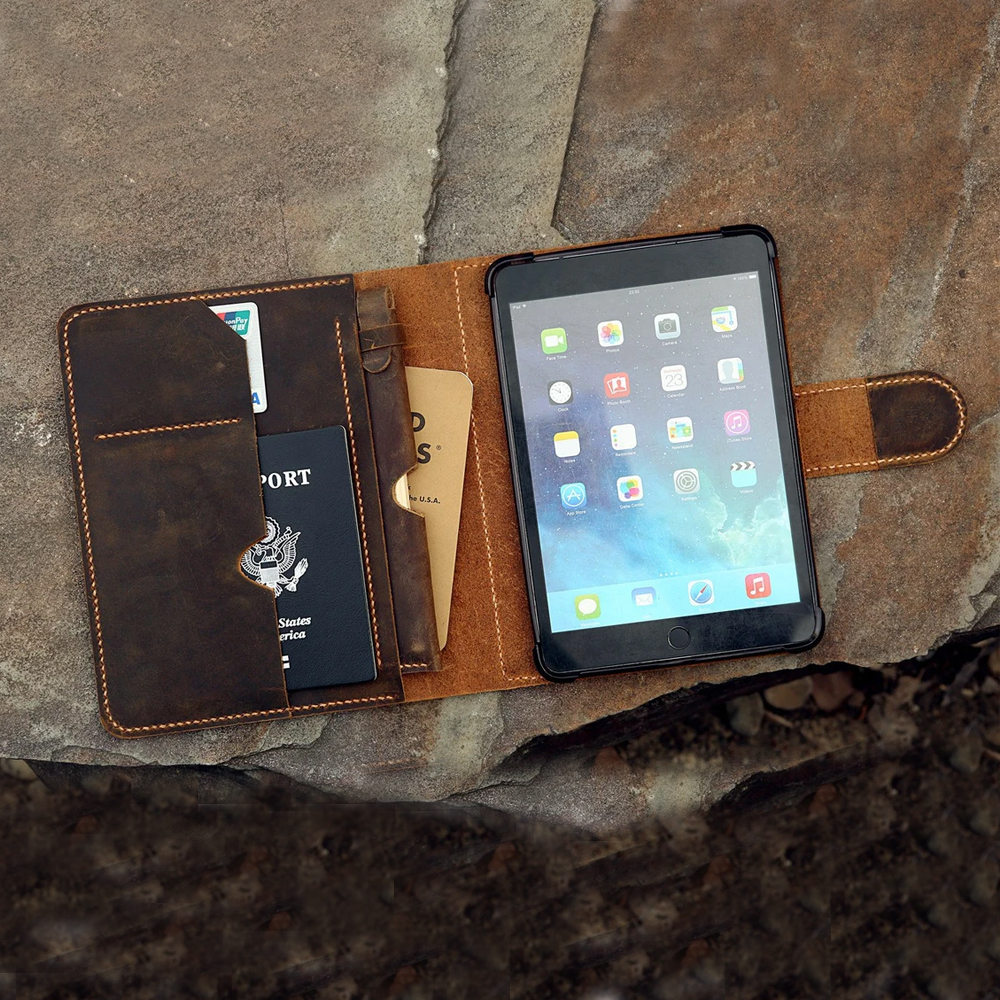 手工皮套苹果真皮疯马iPadmini