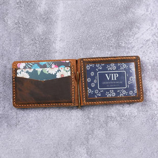 手工美式 欧美 复古阿美咔叽真皮钱包皮夹疯马皮多卡头层牛皮男士