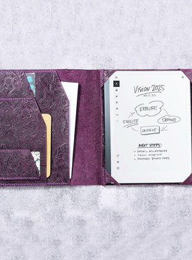 适用于Remarkable电子书翻盖唐草纹卷草纹复古真皮套保护壳带笔插