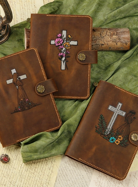 手工美式复古头层牛皮疯马皮真皮A5祈祷本记事本手帐本V11-PLPJG