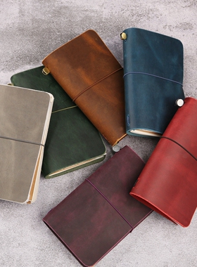 大号（22*12.5cm）头层牛皮疯马皮真皮旅行TN手帐笔记本记事本