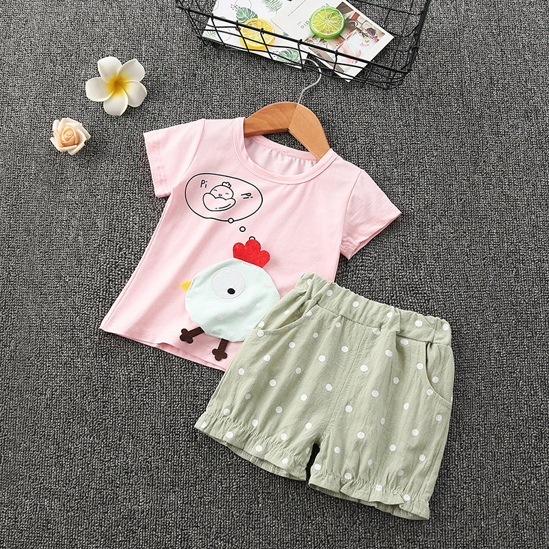 女宝宝夏装新款韩版女童两件套小童衣服短袖套装0-1-3岁2洋气童装