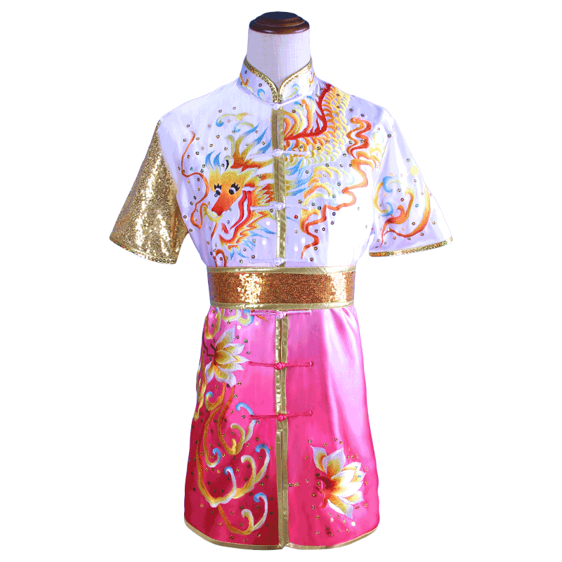 大业亨通武术表演服渐变刺绣男女