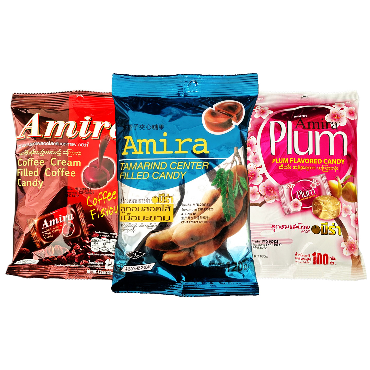 泰国酸角糖amira罗望子夹心糖梅子味水果软糖咖啡牛奶糖120g/袋装