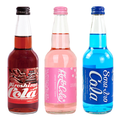 日本进口齐藤蓝色可乐碳酸饮料巴厘岛广岛汽水高端网红饮品玻璃瓶