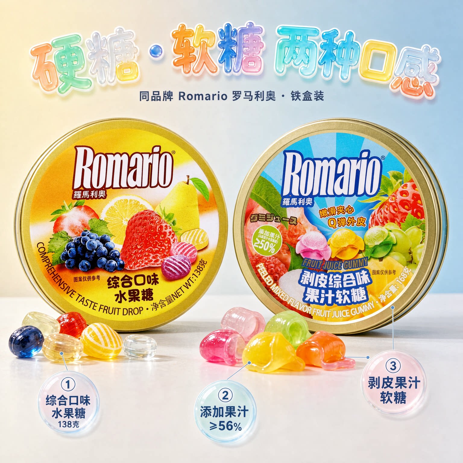 罗马利奥剥皮软糖综合味水果糖