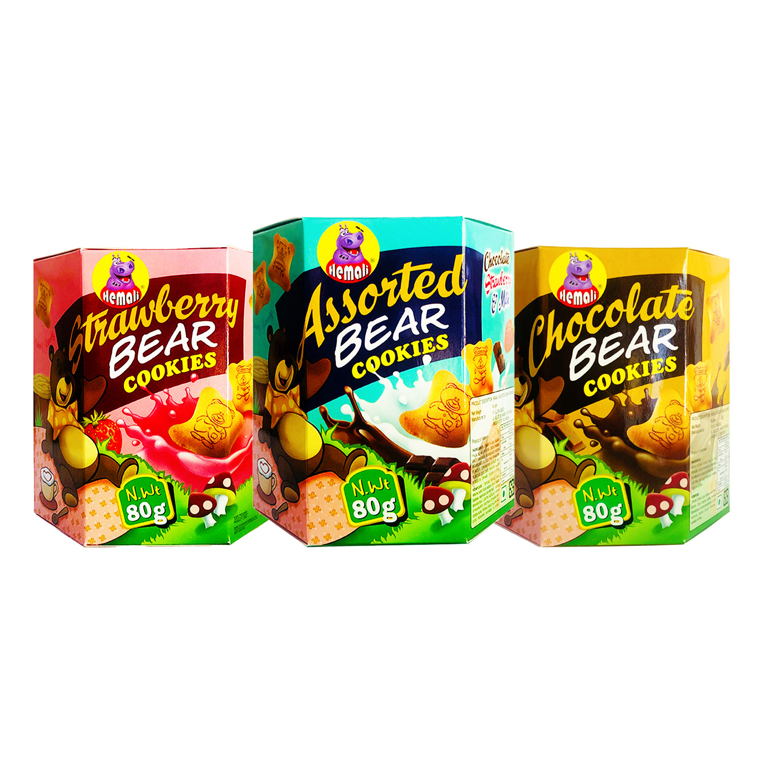 河马莉牌小熊造型夹心饼干80g/盒印尼进口注心饼干零食休闲食品