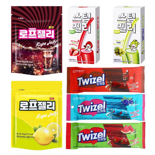 韩国进口yem长条软糖柠檬味长条扭扭糖水果糖青葡萄果汁夹心糖果