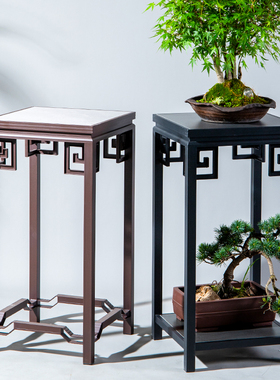 铝合金回纹花几中式铝材黑色复古办公室内户外阳台花园绿植盆景架