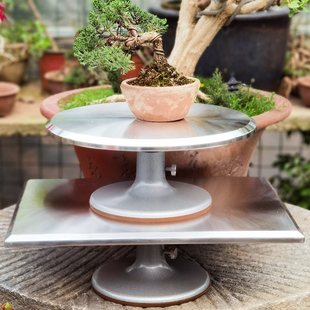 盆景转盘旋转台树桩制作台手动盆景修剪台转盘造型台铝合金长方形