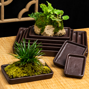 特大紫砂花盆长方形造景盆底盘盆栽大号假山吸水石底座托盘陶瓷盆