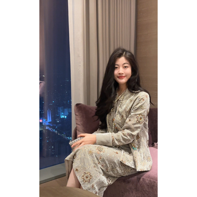 2 N.COU妮蔻26春新款新中式设计不规则下摆重工刺绣亮片蕾丝外套