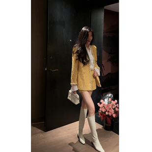 N.COU妮蔻25秋新款 精致名媛风气质洋气小香粗花呢重工绵羊毛套装