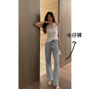 直筒裤 设计感扎烂烫钻牛仔裤 气质百搭时尚 N.COU妮蔻25春新款