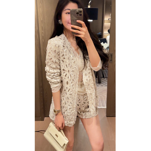 N.COU妮蔻26春新款设计感小众轻奢时髦别致绒感镂空绣珠片西装