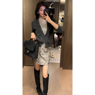 假两件拼接绣亮片针织衫 实用主义 25冬新款 DY10133 N·COU