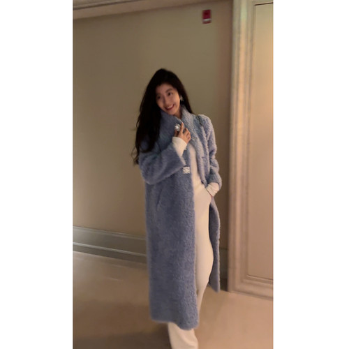 N.COU妮蔻25秋新款精致钻扣气质100%绵羊毛保暖百搭长款毛呢外套