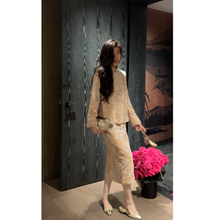 国风复古设计感轻奢重工钉珠丝绒套装 N.COU妮蔻25冬新款 新中式