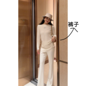 蕾丝花边拼接微喇裤 N.COU妮蔻25冬新款 别致设计感时髦加绒厚款