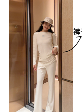 N.COU妮蔻25冬新款设计感小众时髦气质蕾丝花边拼接休闲裤微喇裤