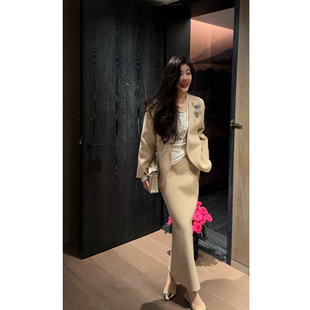 N.COU妮蔻25秋新款 时髦洋气设计感姐系贵气感双面呢羊毛外套套装