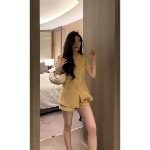 N.COU妮蔻25秋新款法式小香风名媛气质高级感粗花呢短款重工套装