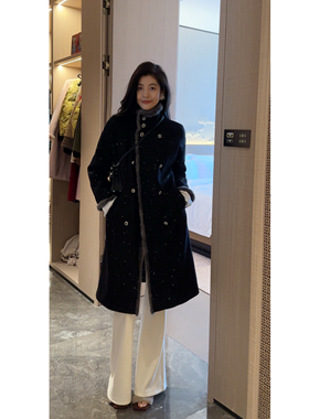 N.COU妮蔻25冬新款黑色小香风高级感气质加厚保暖长款羽绒服外套