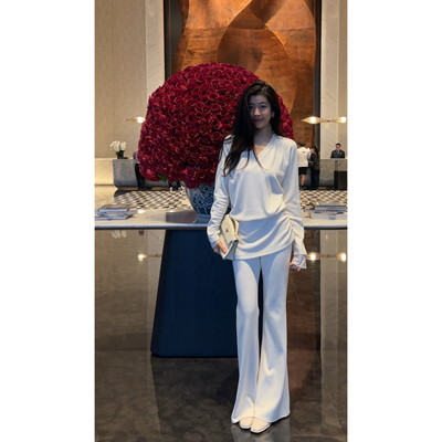 N.COU妮蔻25冬新款时髦气质休闲风高级感打底叠穿V领纯色套装