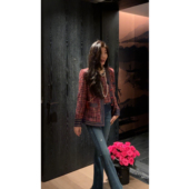 N.COU妮蔻25秋新款 时髦高级感复古小香风撞色红格纹外套马甲套装