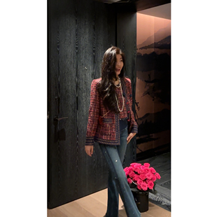 N.COU妮蔻25秋新款 时髦高级感复古小香风撞色红格纹外套马甲套装