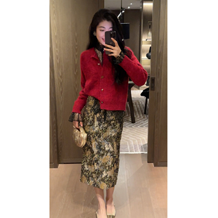 毛衣DY1102 软糯绵羊毛圆领针织开衫 N.COU妮蔻25冬新款 好彩头