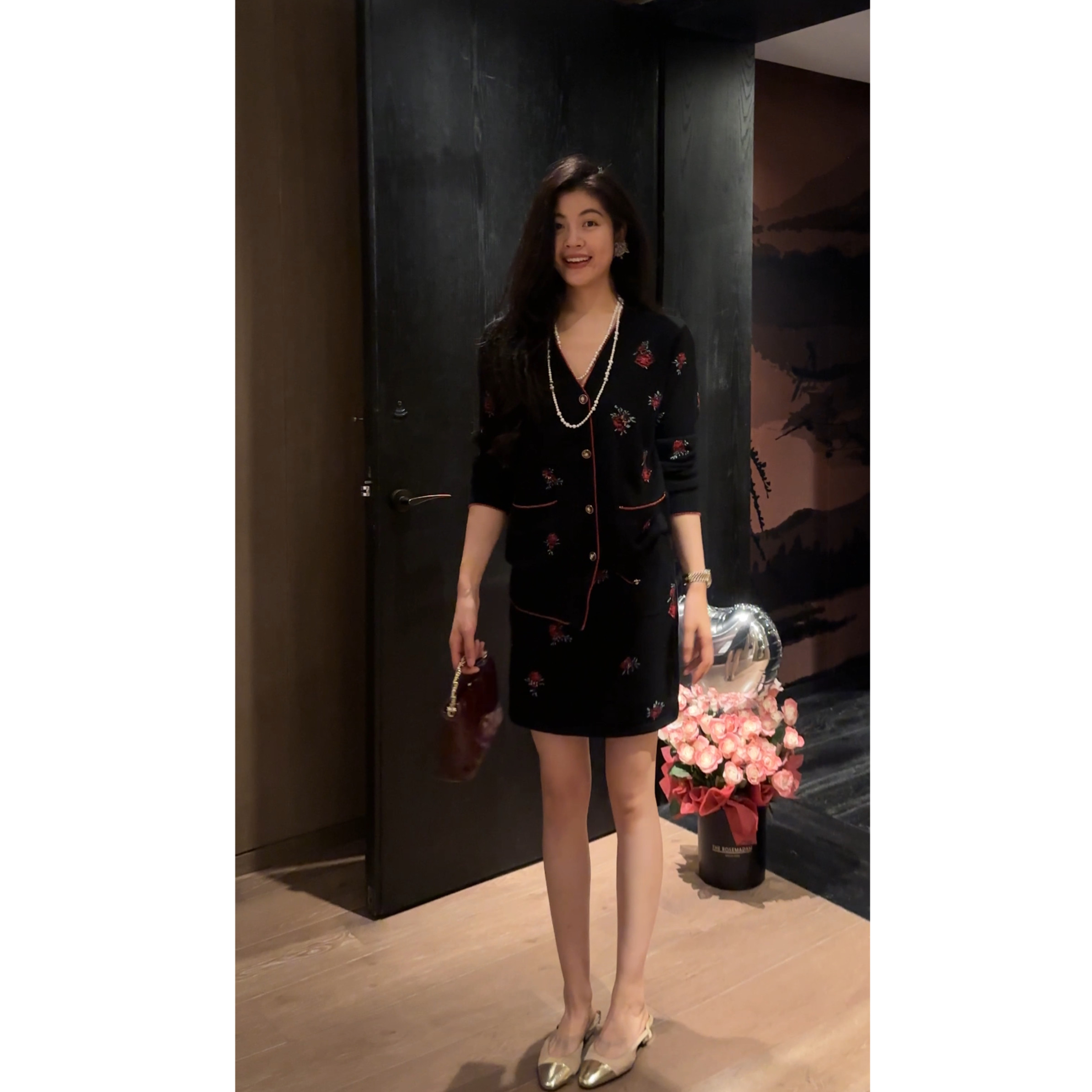 N.COU妮蔻25秋新款复古洋气精致小香风黑色V领提花毛衣钉珠套装女,女装/女士精品,时尚套装,淘宝优惠券,粉丝福利购,淘宝优惠卷