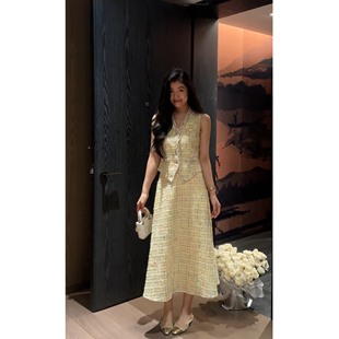 小香名媛风手工缝珠花亮钻马甲半裙套装 N.COU妮蔻25秋新款 法式