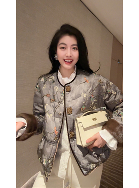 【N·COU】25冬新款【四时花】落肩款国风白鹅绒羽绒服DY23357