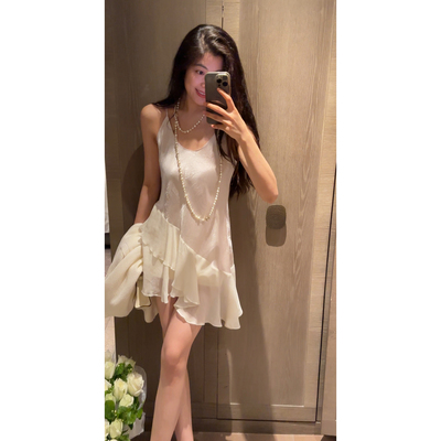 2N.COU妮蔻26春新款简约气质百搭100醋酸荷叶边内搭吊带连衣裙