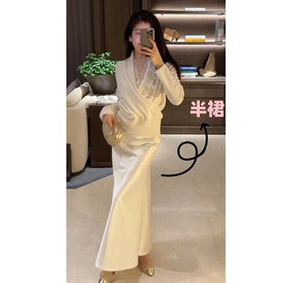 N.COU妮蔻25冬新款 复古洋气优雅贵气感气质直筒高腰显瘦醋酸半裙