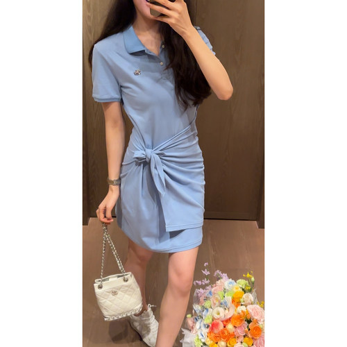 N.COU妮蔻26夏新款polo领休闲风显瘦连衣裙女设计感小众收腰裙子