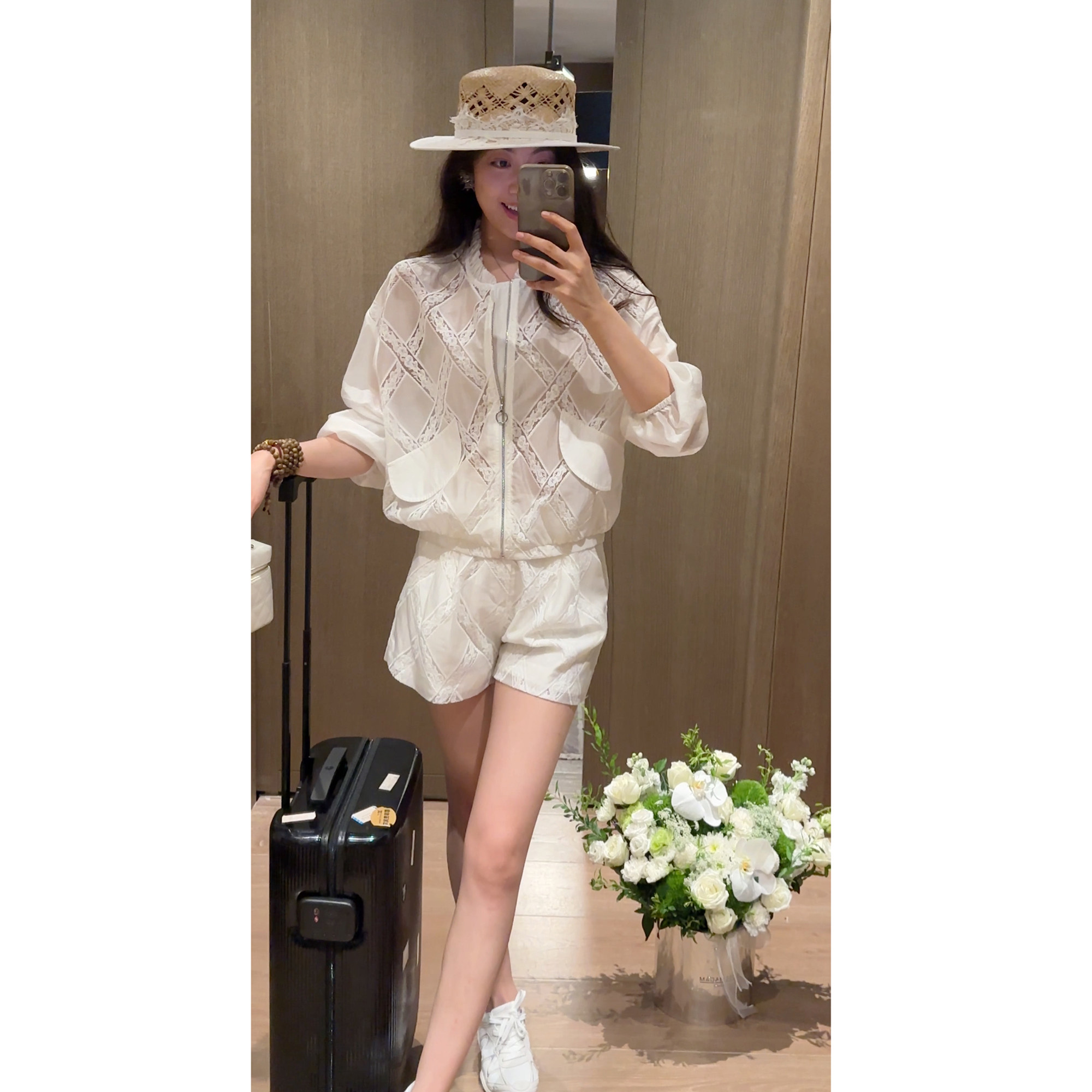 N.COU妮蔻26春新款度假风蕾丝拼接莱赛尔天丝休闲外套短裤套装女