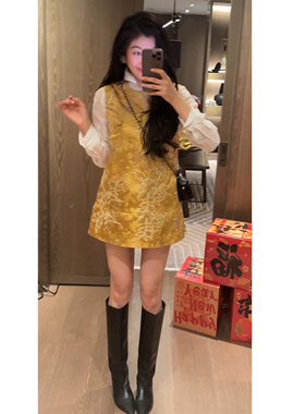 2 N.COU妮蔻26春新款新中式重工刺绣亮片新年喜庆红色无袖连衣裙