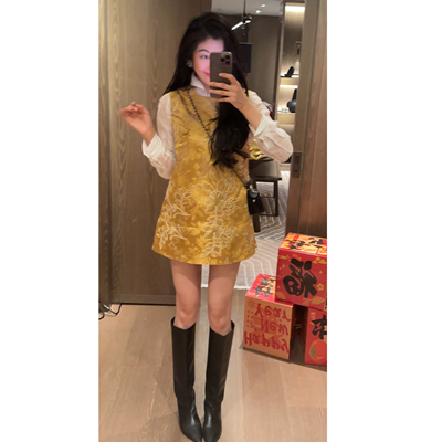 2 N.COU妮蔻26春新款新中式重工刺绣亮片新年喜庆红色无袖连衣裙