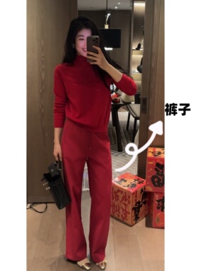 N.COU妮蔻26春新款时尚气质百搭简约重工烫钻松紧腰卫裤休闲裤