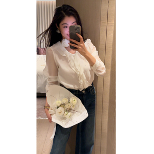 2【N·COU】26春新款【温柔线条】V领荷叶边别致衬衫DY61325