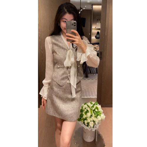 N.COU妮蔻26春新款小香风无袖马甲半裙套装女显瘦通勤风两件套