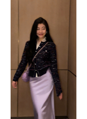 N.COU妮蔻25冬新款设计感小香风百搭时髦彩线编织短款针织开衫