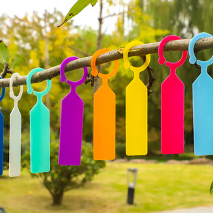 彩色标记牌植物环套悬挂记号式卡挡水色卡塑料花卉加厚标签分类